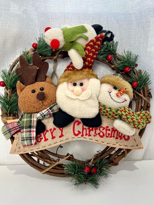【圣诞藤条花环】🔻圣诞老人雪人麋鹿款   🔻全雪人款  ✅立体雪人+圣诞老人+麋鹿公仔，细节感爆棚！-ZTDJ 商品图9