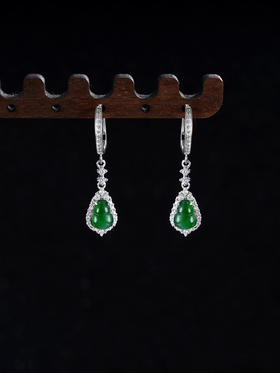 子佩集S925银【葫芦相思】耳环【EJ00415】纯银古法银翡翠扣环耳圈2410