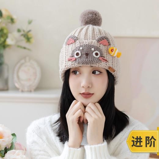 苏苏姐家猫咪亲子冷帽手工diy编织钩针莫兰迪8羊毛毛线团材料包预 商品图0
