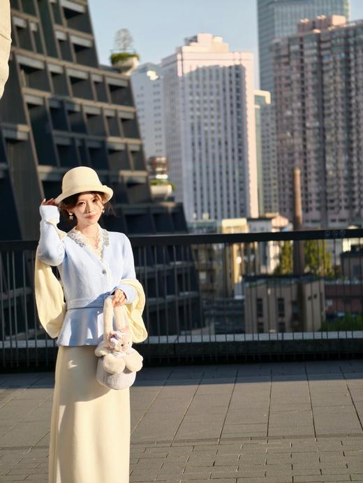 逸红颜明月优选#小香风毛衣『雪中鸢』V领羊毛混纺针织衫，❄️冰蓝重工水钻千金风 商品图4