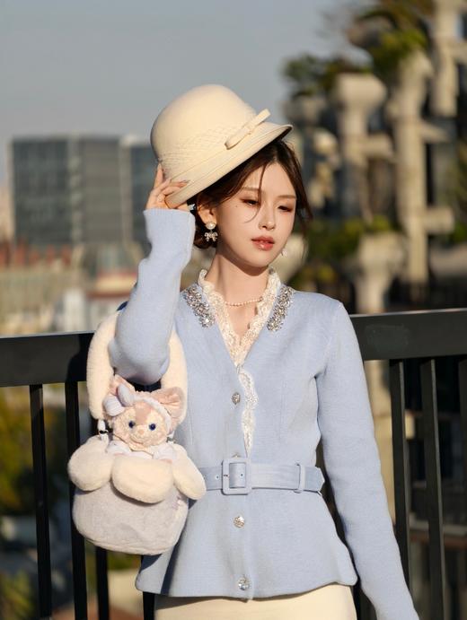 逸红颜明月优选#小香风毛衣『雪中鸢』V领羊毛混纺针织衫，❄️冰蓝重工水钻千金风 商品图14