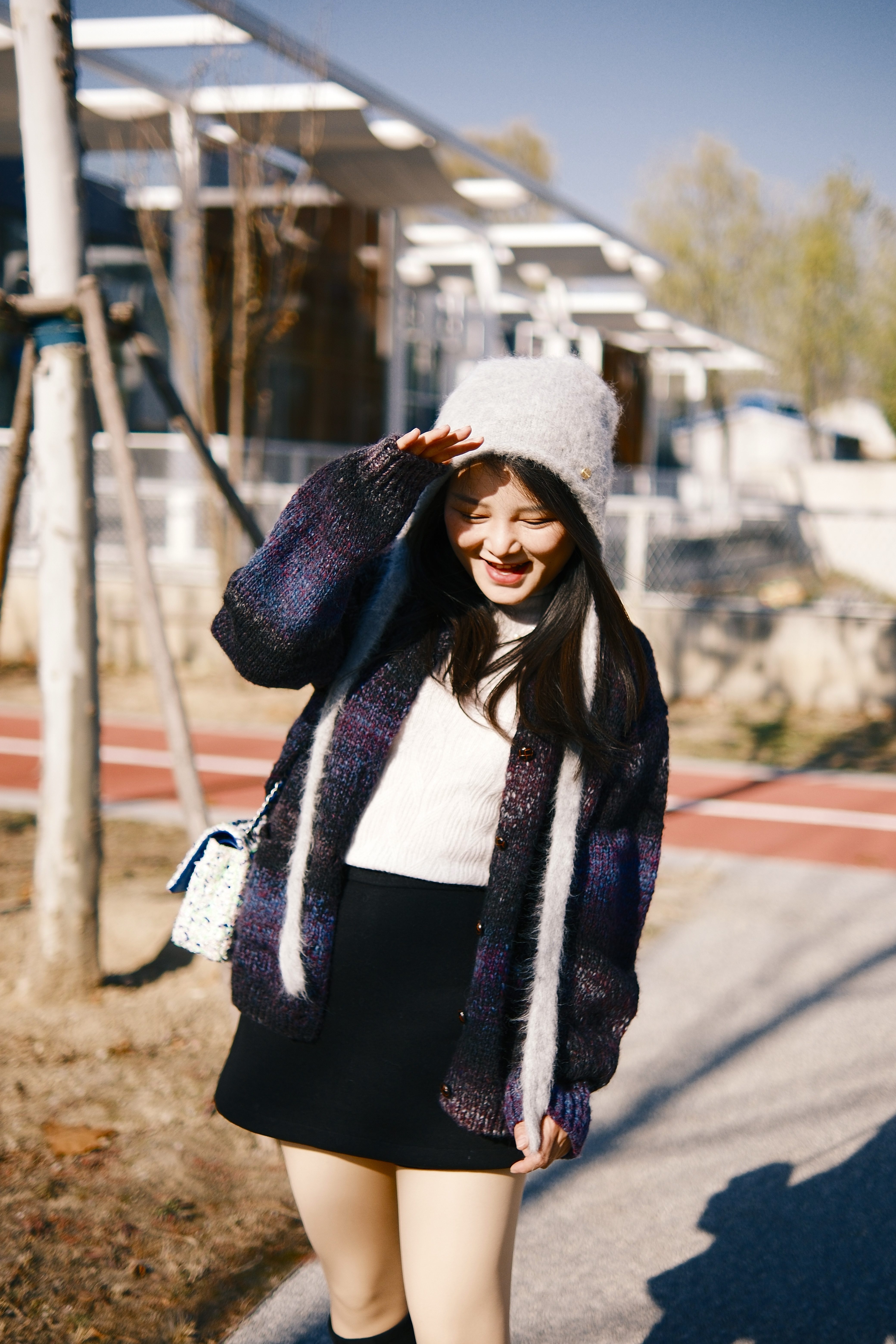 长毛绒针织帽 | 卡蒙 女红色圣诞氛围感毛线帽KM-9573