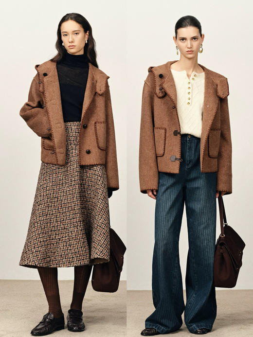 高品订制伯爵红茶双面呢大绵羊毛骆驼绒桑蚕丝 商品图0