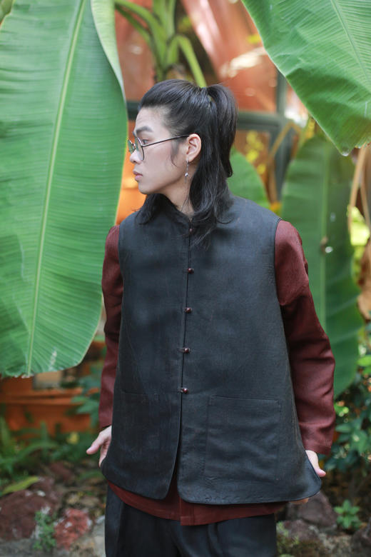 漫物记丝麻双口袋双面马甲M130 商品图3