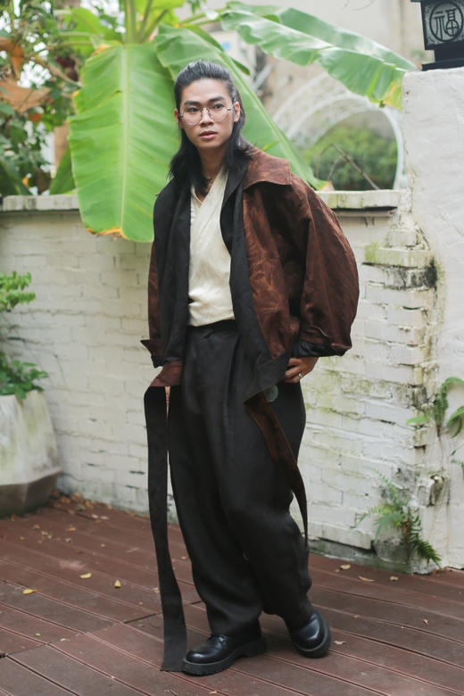 漫物记柞蚕丝大领口系腰双面外套M288 商品图5