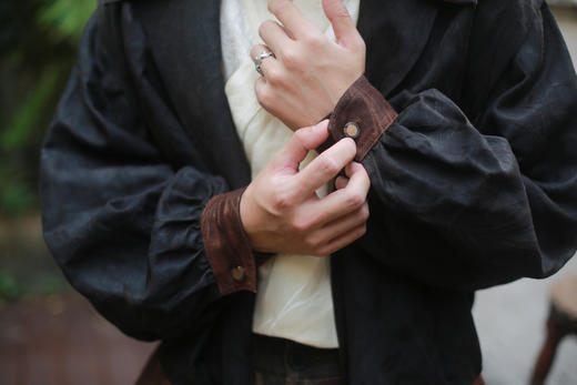 漫物记柞蚕丝大领口系腰双面外套M288 商品图3