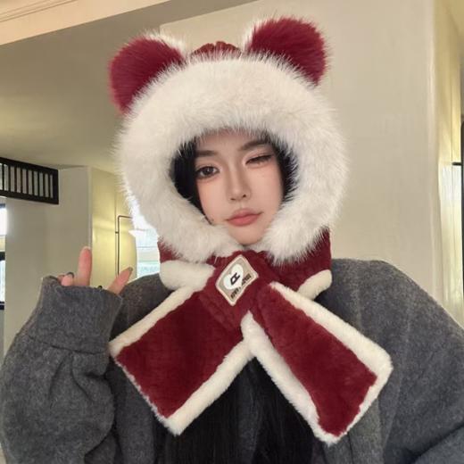 💥▫️救命！🥇终于找到本命保暖神器【觅贝思 拼色小熊帽子】🔥谁能拒绝这顶毛绒绒的三合一神帽！五色all in也不过分！ 帽子+围巾+耳罩三合一设计  商品图1