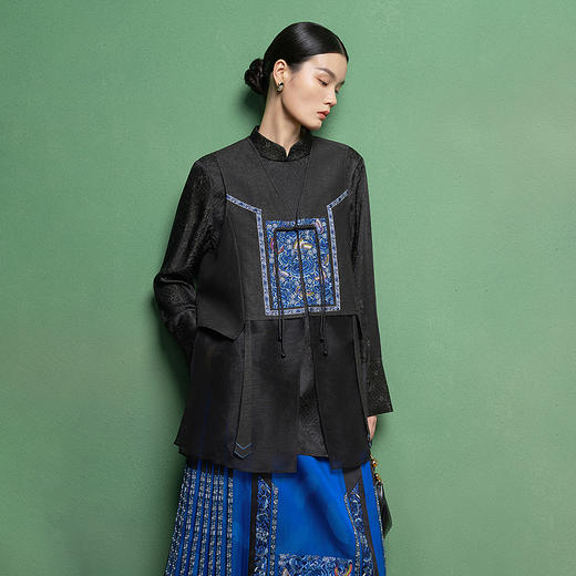 【林栖设计小店】马面裙改良马夹三蓝绣2026早春新款国风上衣1961135B 商品图0