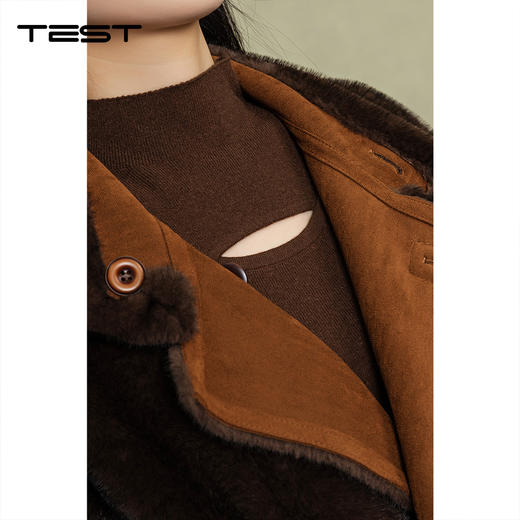 冬上新复古通勤焦糖棕麂皮毛绒外套2254132 商品图2