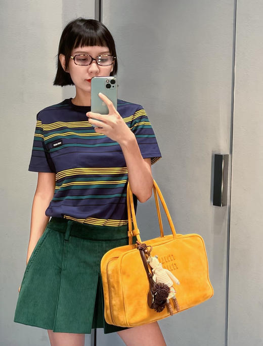 缪缪 2026早春最新款 拼色条纹T恤(KX*MM) 商品图0