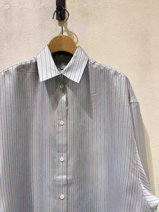 中性款条纹丝质长袖衬衫la 商品图2