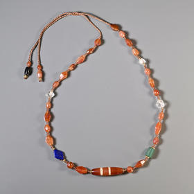 焦糖蚀花线珠+五彩多宝项链