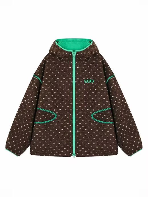 早乙女惠子saotome/STMWT13641/贝壳秀波点连帽羊羔毛外套 商品图5