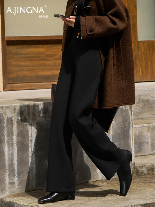 【藏肉显瘦】阿菁娜蚕丝羊毛松紧腰直筒裤F30D210028 商品图4