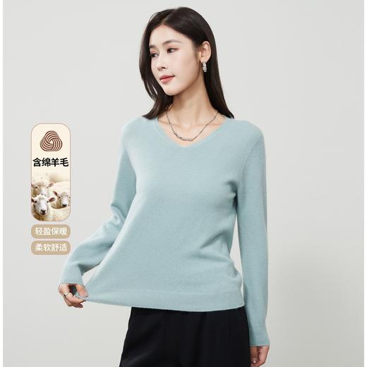 【无缝一体-V领羊毛衫】逸阳秋冬亲肤保暖简约打底针织衫7959V 商品图1