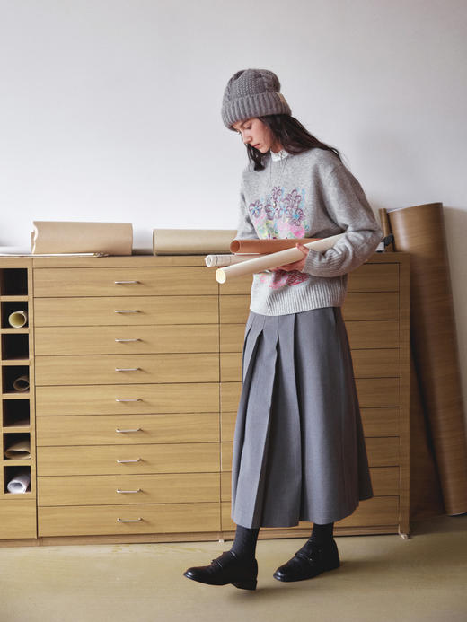 莫奈花园重工彩线花朵刺绣羊毛兔绒混纺针织毛衣 商品图5