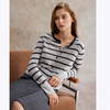 高品质桑蚕丝绵羊毛羊绒精纺条纹针织开衫毛衣 商品缩略图2