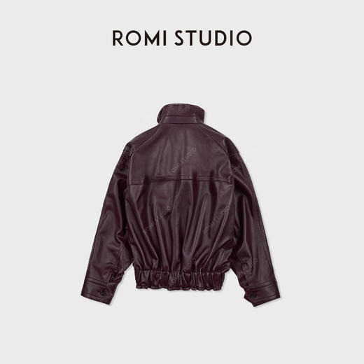 ROMISTUDIO英国进口哑光小羊皮抽褶轮廓感皮衣外套 RWCAWU6763 商品图1