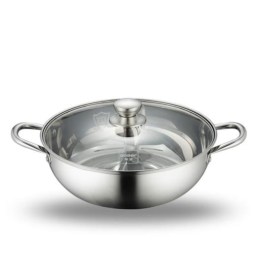 博堡 悦雅鸳鸯火锅 食用级304不锈钢 内直径30CM黄金容量 送不锈钢勺 净重3.5斤 商品图2