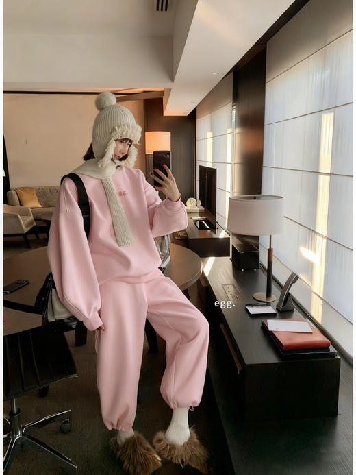 韩订正品egg冬季加绒卫衣Double绒感 商品图7