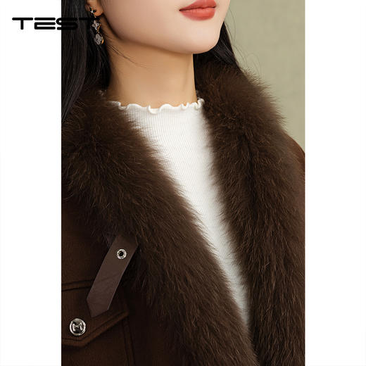 冬上新深棕麂皮毛绒拼接皮草外套2254158 商品图2