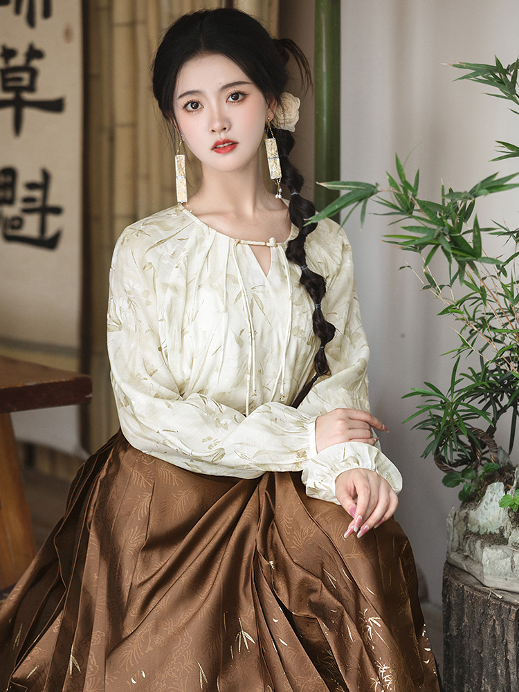 【重回汉唐浮月】原创改良圆领衫百搭上衣短衫汉服女款国风新中式