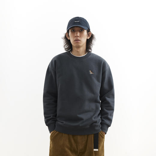 吃茶去chichaqu25秋冬重磅全棉圆领卫衣复古宽松加厚纯棉刺绣麻雀 商品图8