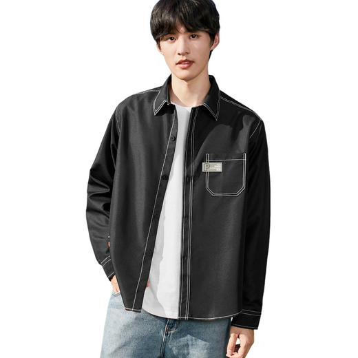 GXG男装2025春季时尚缉明线工艺户外休闲百搭翻领长袖衬衫K&C 商品图5