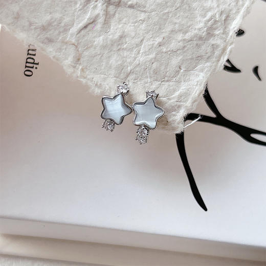 简约百搭五角星猫眼耳圈耳扣纪念日百货门店同款162998281 商品图2