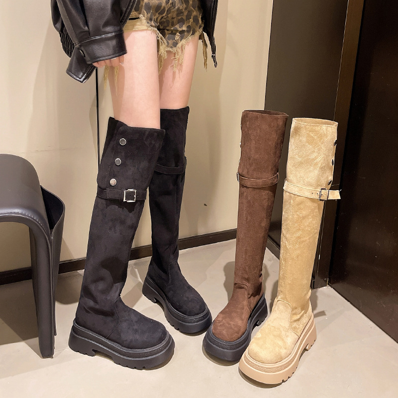 【YW】无忧购两穿过膝靴女秋冬绒面厚底长靴M19  （截单后3-5天发货）