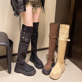 【YW】无忧购两穿过膝靴女秋冬绒面厚底长靴M19  （截单后3-5天发货）