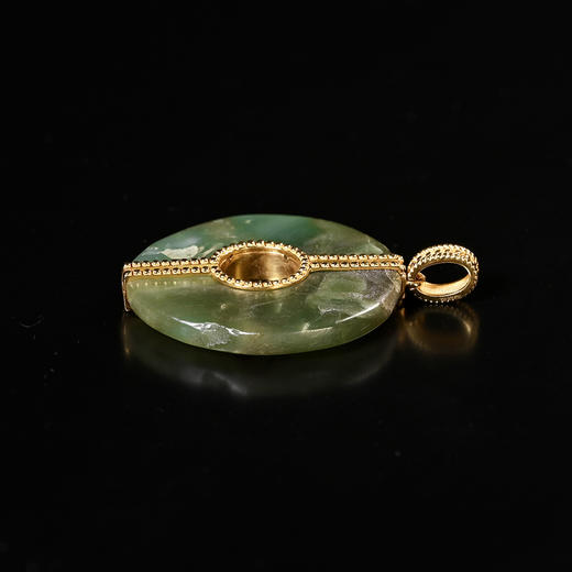 高古碧玉玦+18K金镶嵌项坠 商品图2