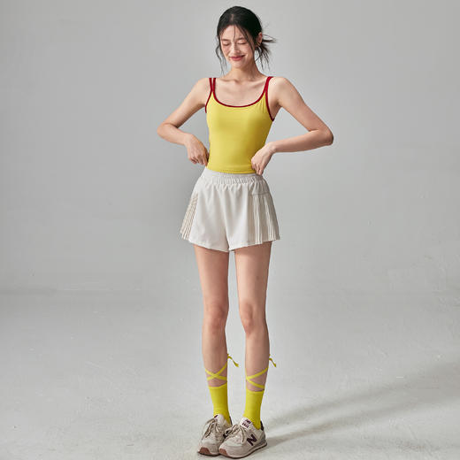 跃牌【海听系列】NULS纯欲辣妹撞色双肩吊带背心女固定杯运动瑜伽服女XC63 商品图1