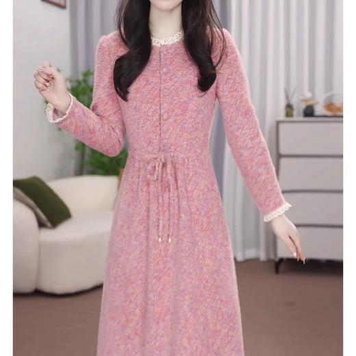 QYM C551小香风时尚连衣裙加绒加厚中长款裙 商品图2