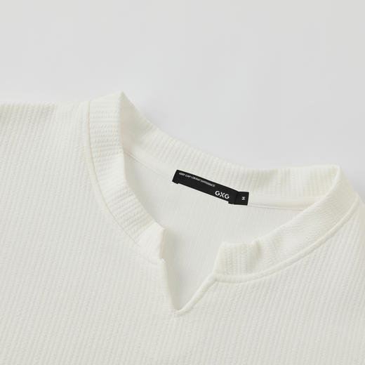 GXG男装25秋季时尚简约纯色日常休闲打底衫男式V领长袖T恤K&C 商品图4