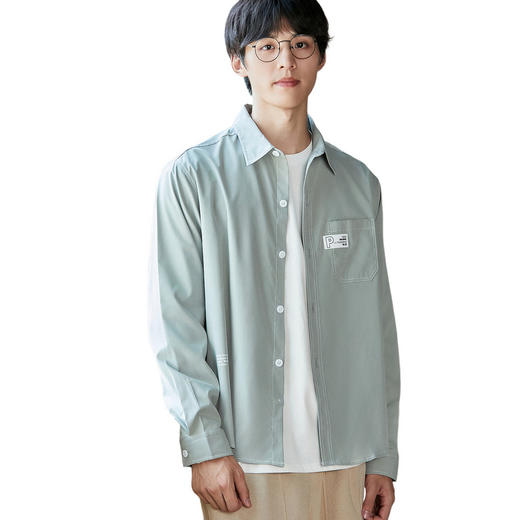 GXG男装2025春季时尚缉明线工艺户外休闲百搭翻领长袖衬衫K&C 商品图7