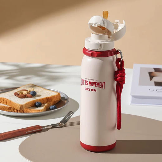 杯具熊锐气双饮保温杯户外便携运动水壶不锈钢保冷杯学生吸管杯子 商品图10