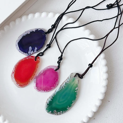 边缘不规则叶片形状天然石长链项链-纪念日百货门店同款168195420 商品图4