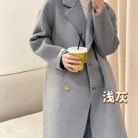 （送随机丝巾一条）冬季衣橱必备  质感双面呢大衣羊毛大衣  经典直身廓形，解锁百搭造型，给你行走的暖抱 商品图3