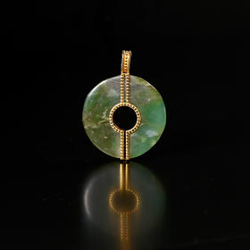 高古碧玉玦+18K金镶嵌项坠