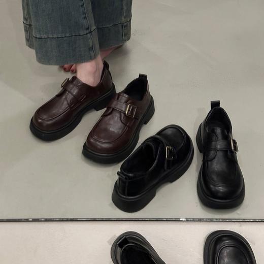 【YW】无忧购英伦风加绒小皮鞋女一脚蹬复古学院风百搭厚底乐福鞋5801#（截单后3-5天发货） 商品图5