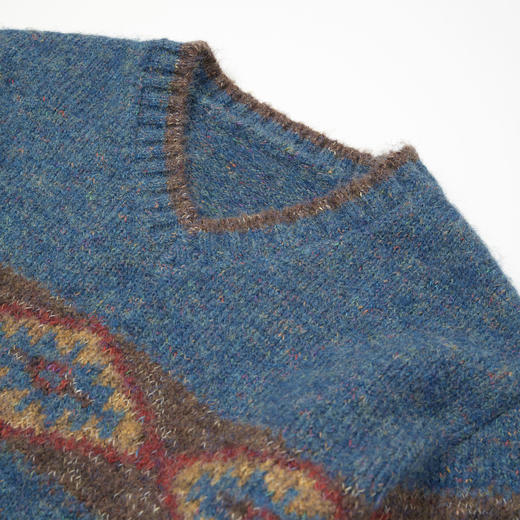 ROMI STUDIO复古感菱格提花图案撞色锁边套头毛衣毛衫 RWCWST6722 商品图3