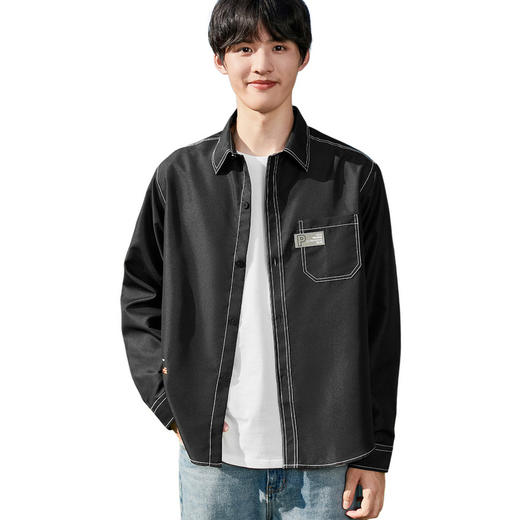 GXG男装2025春季时尚缉明线工艺户外休闲百搭翻领长袖衬衫K&C 商品图4