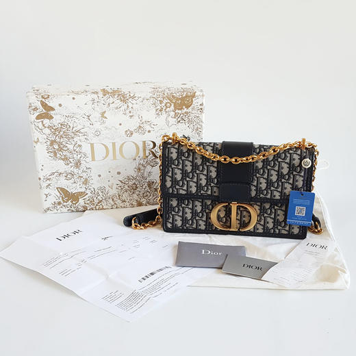 【95新】Dior迪奥30 Montaigne系列M9208UTZQ_M928中号老花蒙田30链条包单肩斜挎包女士261125NJT17 商品图1