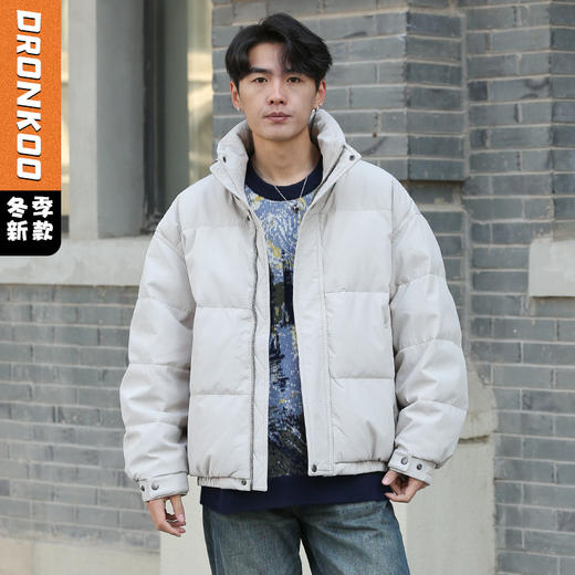 DRONKOO 2025 立领满幅肌理后幅刺绣下摆双层短款厚羽绒服 商品图0