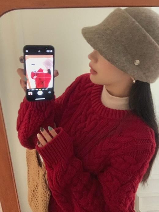 【YW】无忧购韩系复古浮雕麻花毛衣女秋冬慵懒纯色针织上衣2246#（截单后3-5天发货） 商品图11