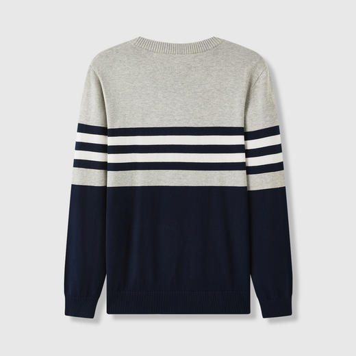 GXG男装25秋季时尚潮流撞色条纹针织衫日常百搭圆领休闲男式毛衣K&C 商品图1