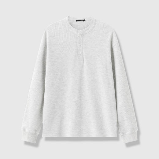 GXG男装25秋季时尚百搭肌理感简约休闲男式圆领长袖T恤衫上衣K&C 商品图2