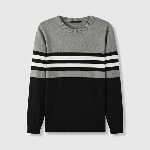 GXG男装25秋季时尚潮流撞色条纹针织衫日常百搭圆领休闲男式毛衣K&C 商品图2