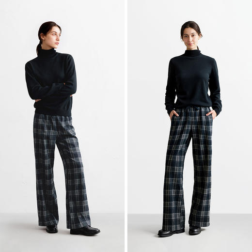 森马休闲裤女冬格子加绒长裤宽松2025新款盐系慵懒复古潮流阔腿裤 商品图4